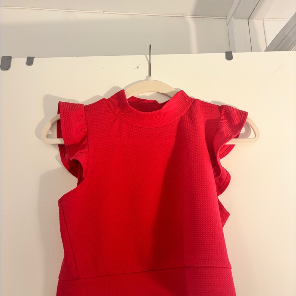 Red Ruffle Sleeve Top